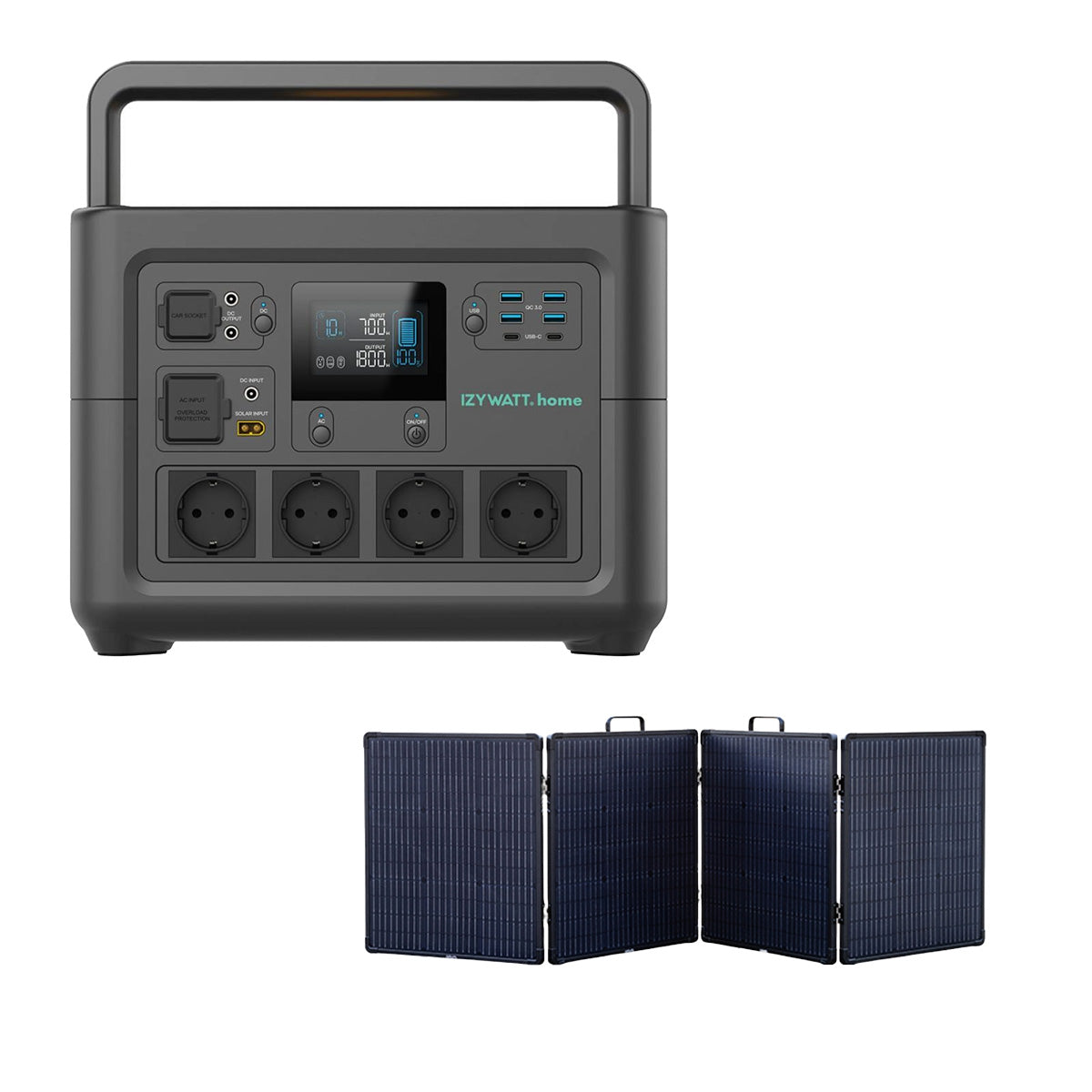 Station électrique IZYWATT.home 1536Wh + panneau solaire pliant 200W - Orium