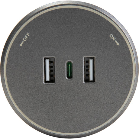 Rail électrique saillie 50cm + 2 prises + 1 module USB - argent - Orium