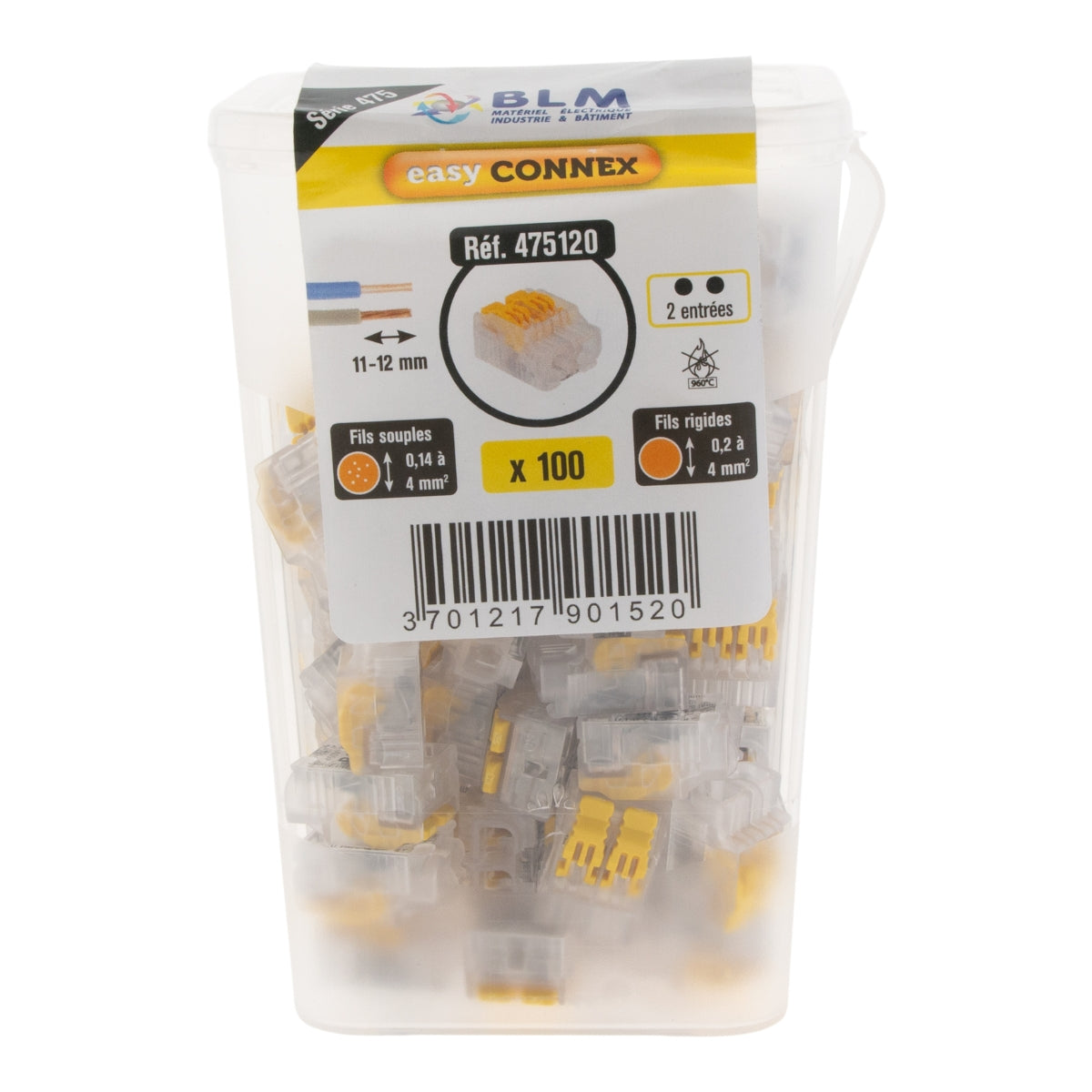 Lot de 40/75/100 bornes à levier S475 - 2/3/5 entrées 4mm² - BLM