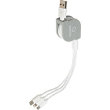 Câble USB rétractable 100cm Lightning, Micro-USB Type-C universel - Watt and Co