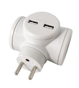 Biplite 16A rotative 180° + 2 ports USB 2,4A - Watt and Co