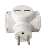 Biplite 16A rotative 180° + 2 ports USB 2,4A - Watt and Co