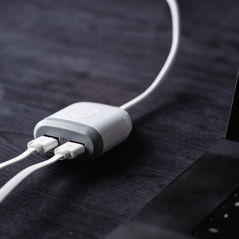 Rallonge 3m avec 2xUSB 4,8A à charge ultra rapide - Blanc - Watt and Co