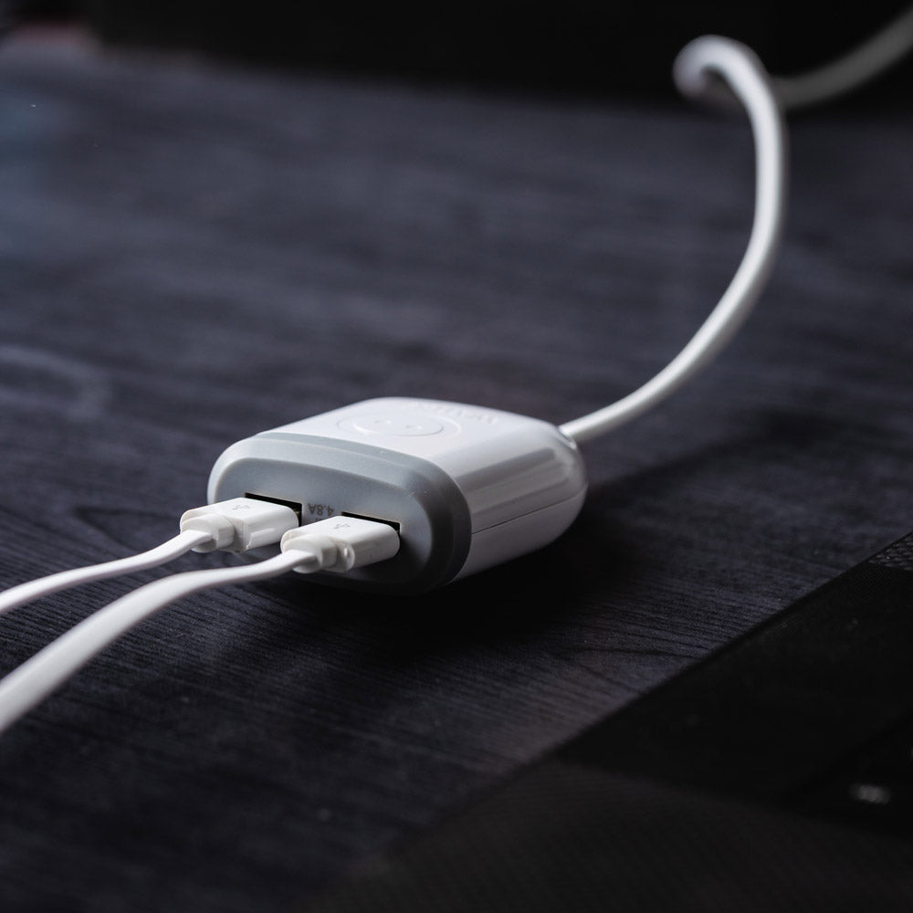 Rallonge 3m avec 2xUSB 4,8A à charge ultra rapide - Blanc - Watt and Co