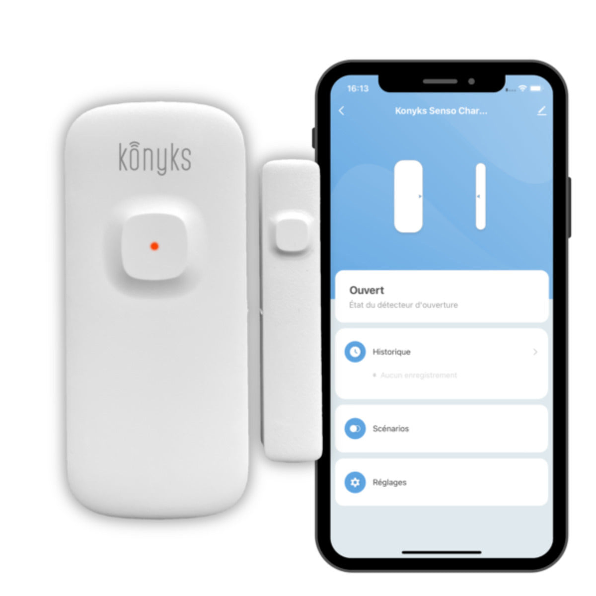 Détecteur d'ouVerture porte et fenêtre Wi-Fi Senso Charge 2 - Konyks