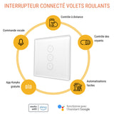 Interrupteur connecté Wi-Fi + Bluetooth volets roulants Vollo Max 3 - Konyks