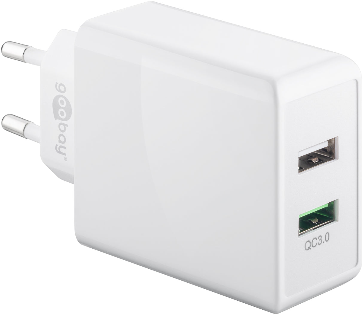 Double chargeur rapide USB-A QC3,0 28W - Goobay