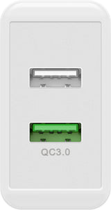 Double chargeur rapide USB-A QC3,0 28W - Goobay