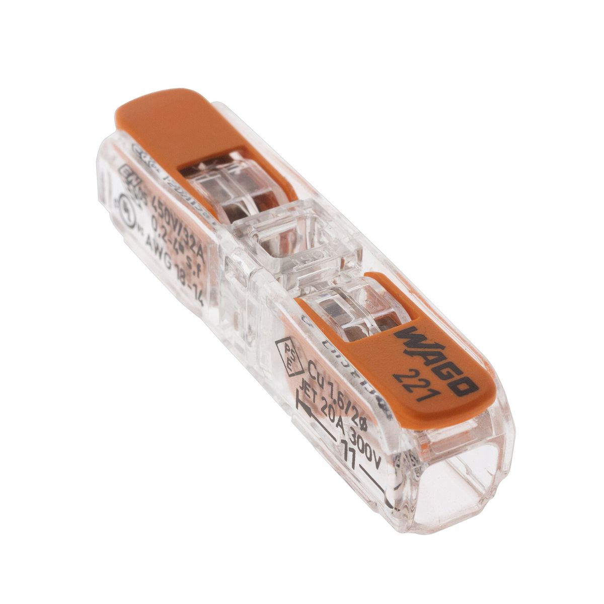 Borne à leviers S221 In Line 4mm² – rigides & souples – (vendue à l'unité) - Wago