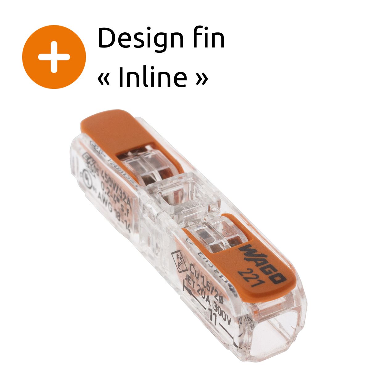 Borne à leviers S221 In Line 4mm² – rigides & souples – (vendue à l'unité) - Wago
