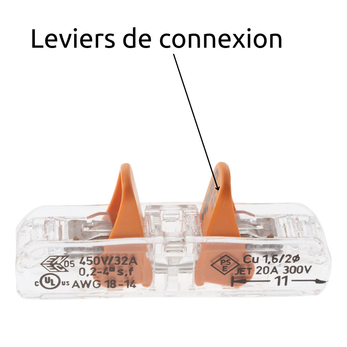 Borne à leviers S221 In Line 4mm² – rigides & souples – (vendue à l'unité) - Wago