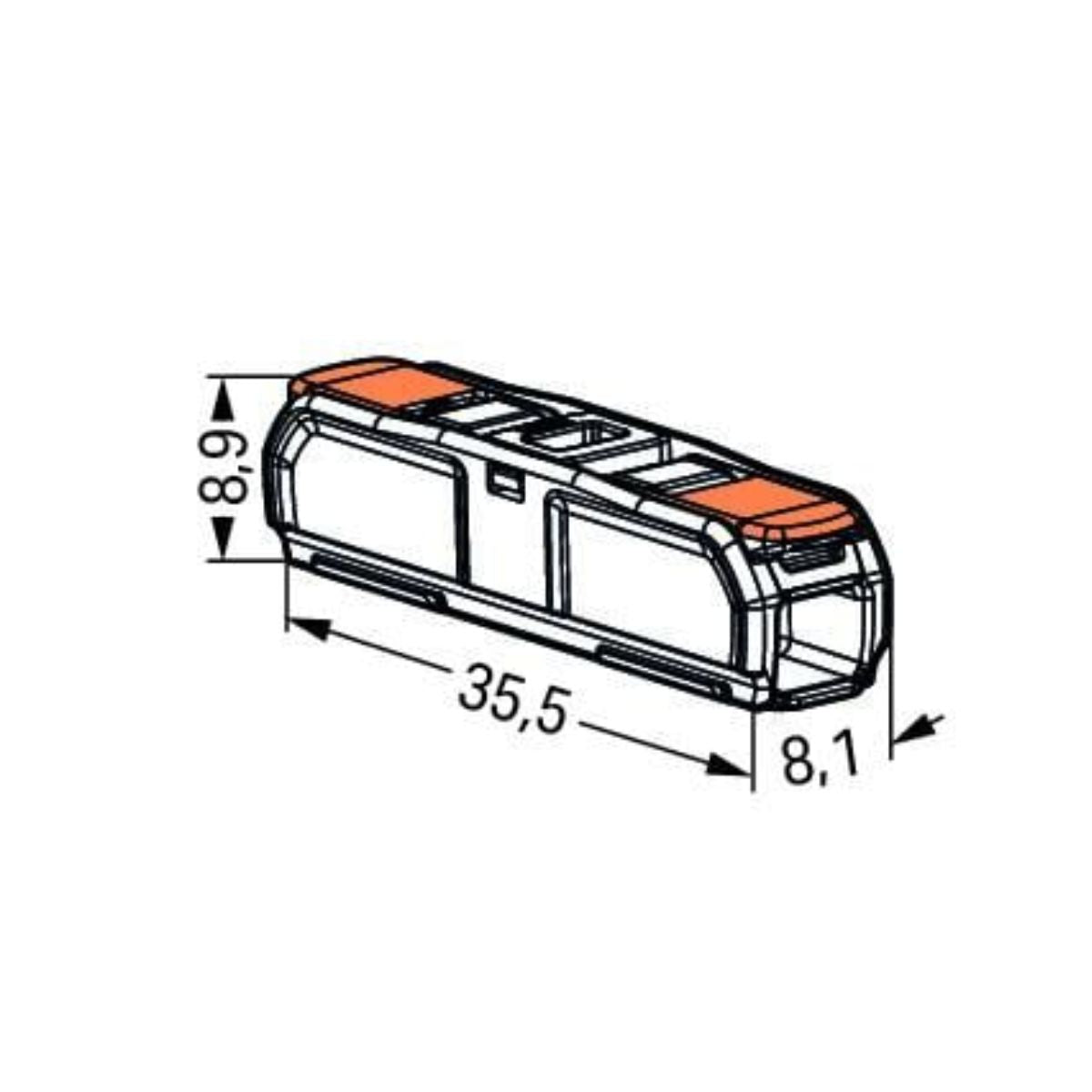 Borne à leviers S221 In Line 4mm² – rigides & souples – (vendue à l'unité) - Wago