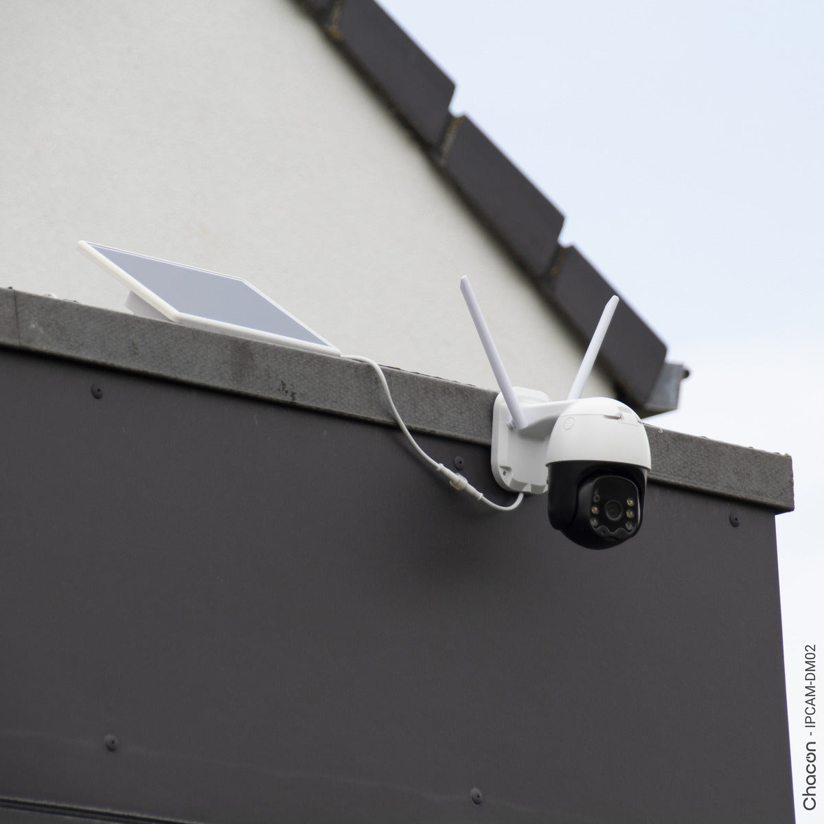 Caméra de surveillance extérieure Wi-Fi sans fil + panneau solaire 7,8W - IP65 - Chacon