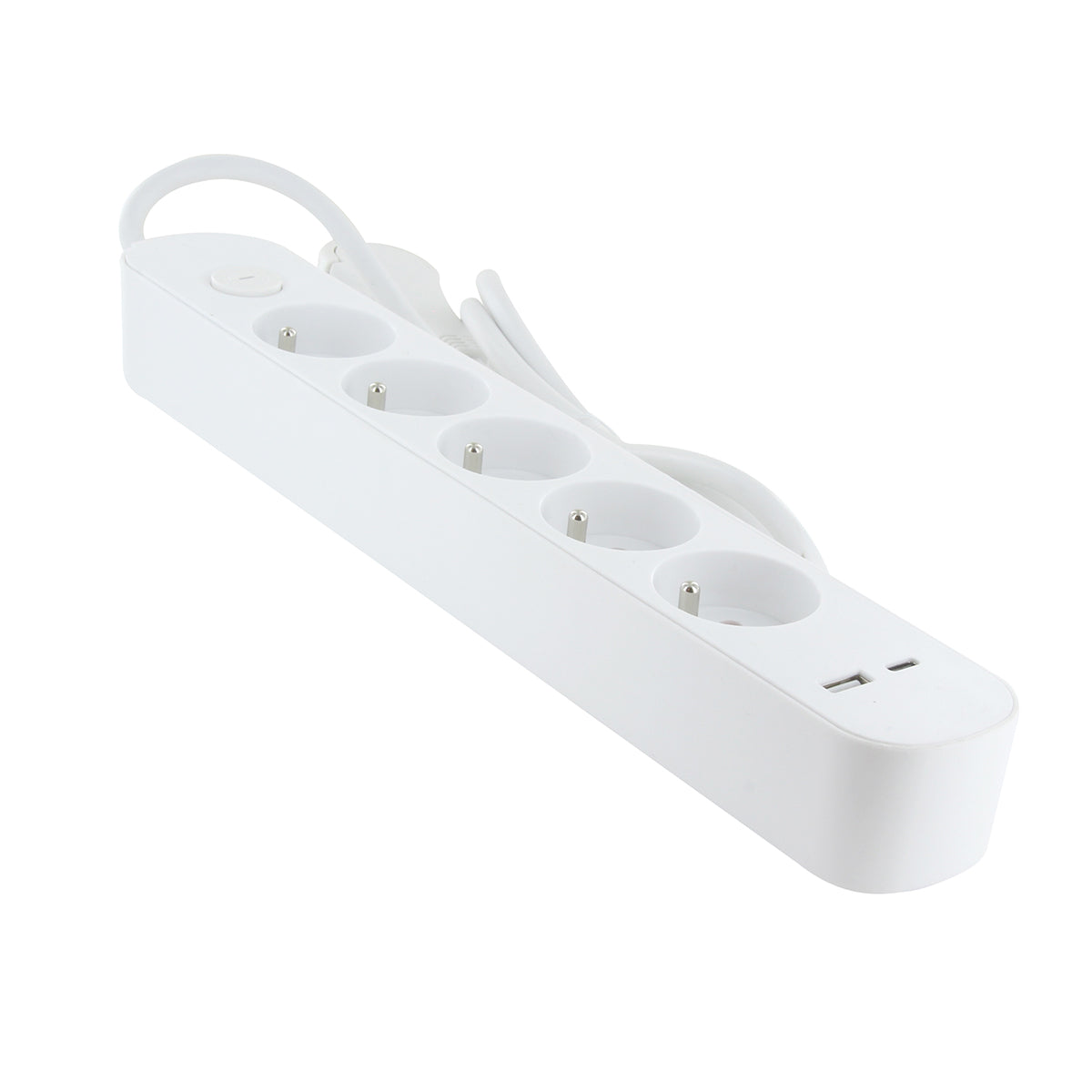 Bloc multiprise 5x16A USB-A+USB-C - câble 1,5m - Chacon