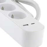 Bloc multiprise 5x16A USB-A+USB-C - câble 1,5m - Chacon