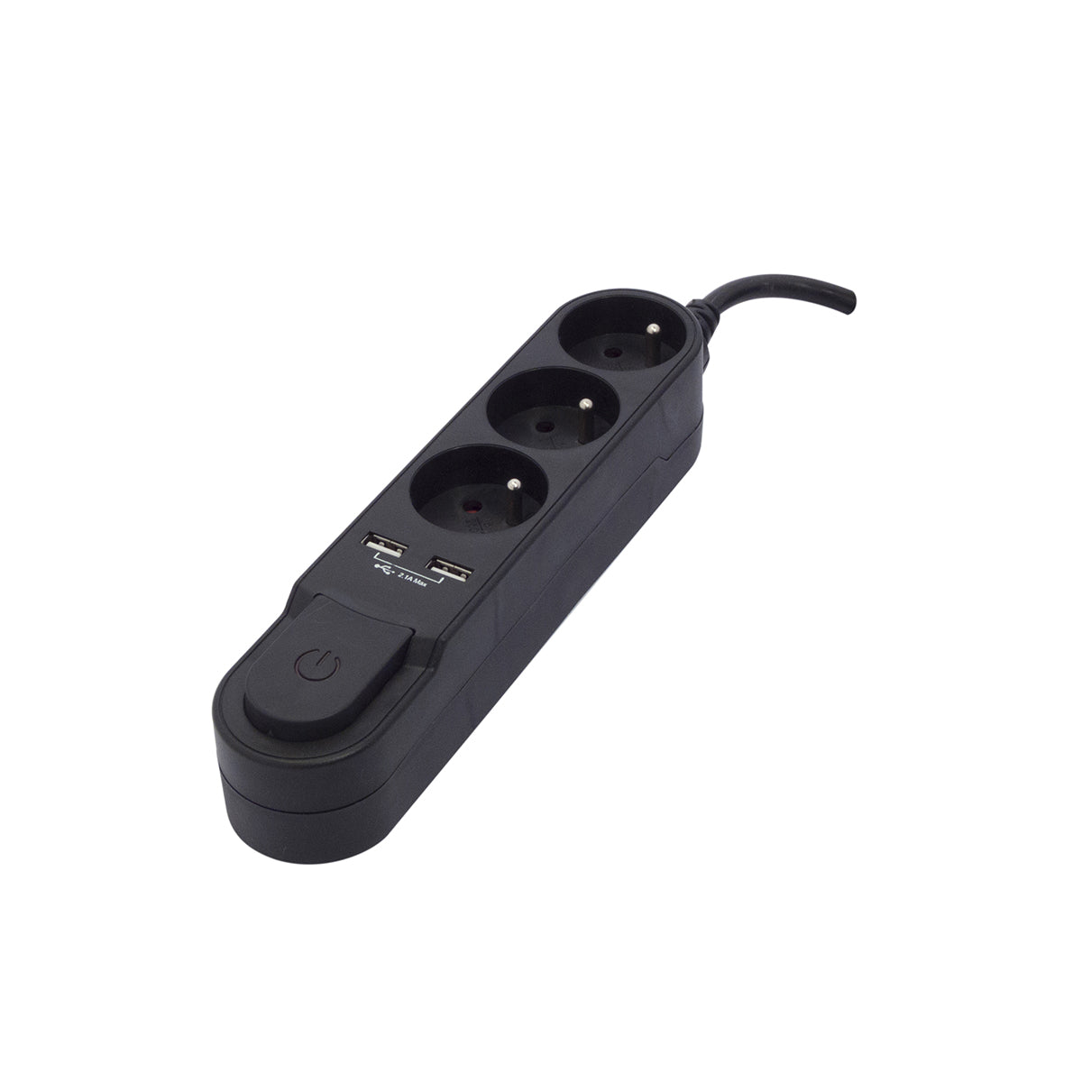 Bloc multiprise Design noir 16A + 2xUSB - Chacon