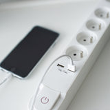 Bloc multiprise Design blanc 16A + 2xUSB - Chacon