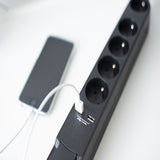 Bloc multiprise Design noir 16A + 2xUSB - Chacon