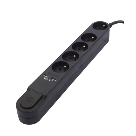 Bloc multiprise Design noir 16A + 2xUSB - Chacon