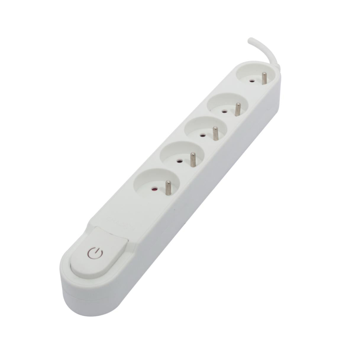 Multiprise 5 x16A - 1,5 m + interrupteur - Blanc - Chacon