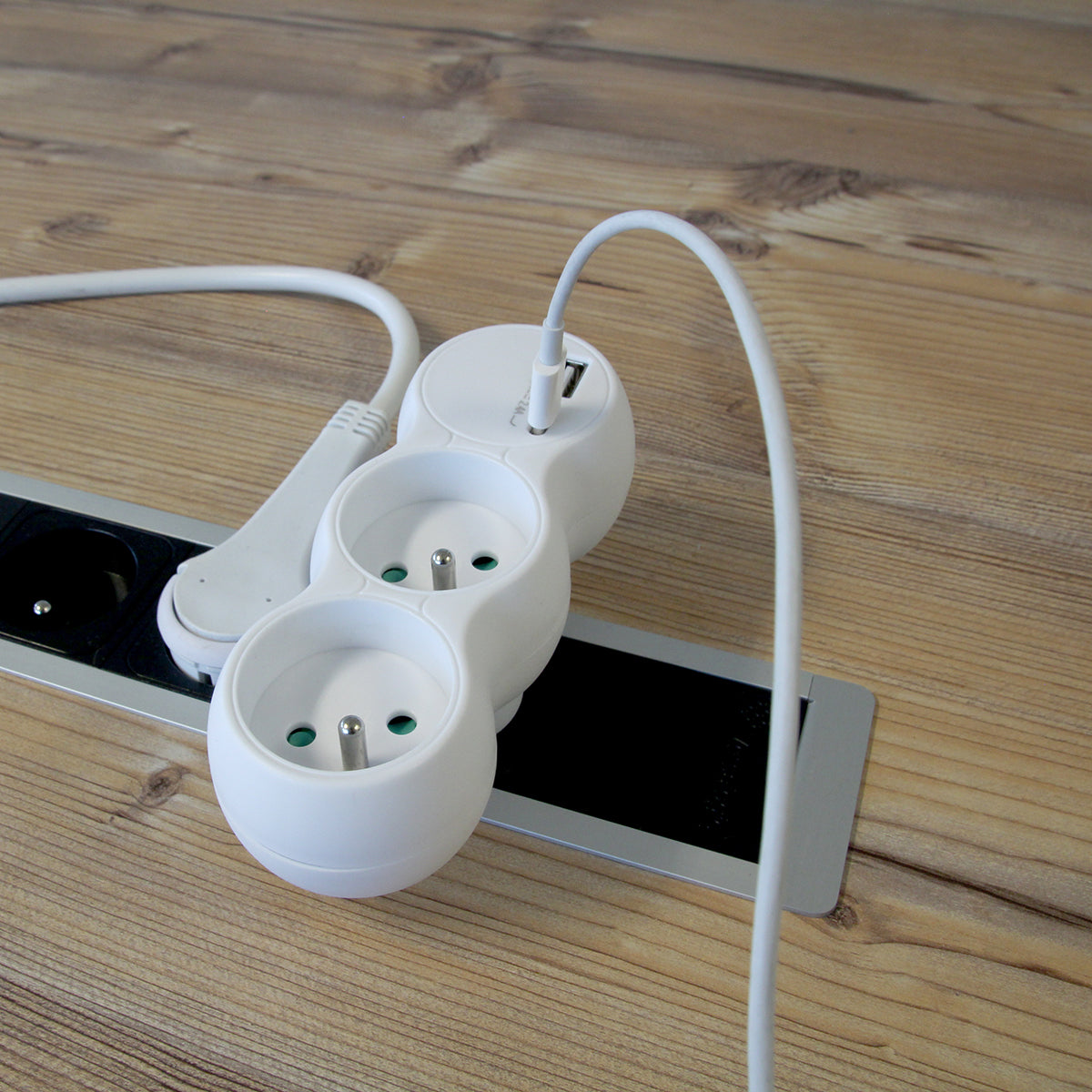 Domino 2x16A avec USB-A + USB-C - Blanc - Chacon
