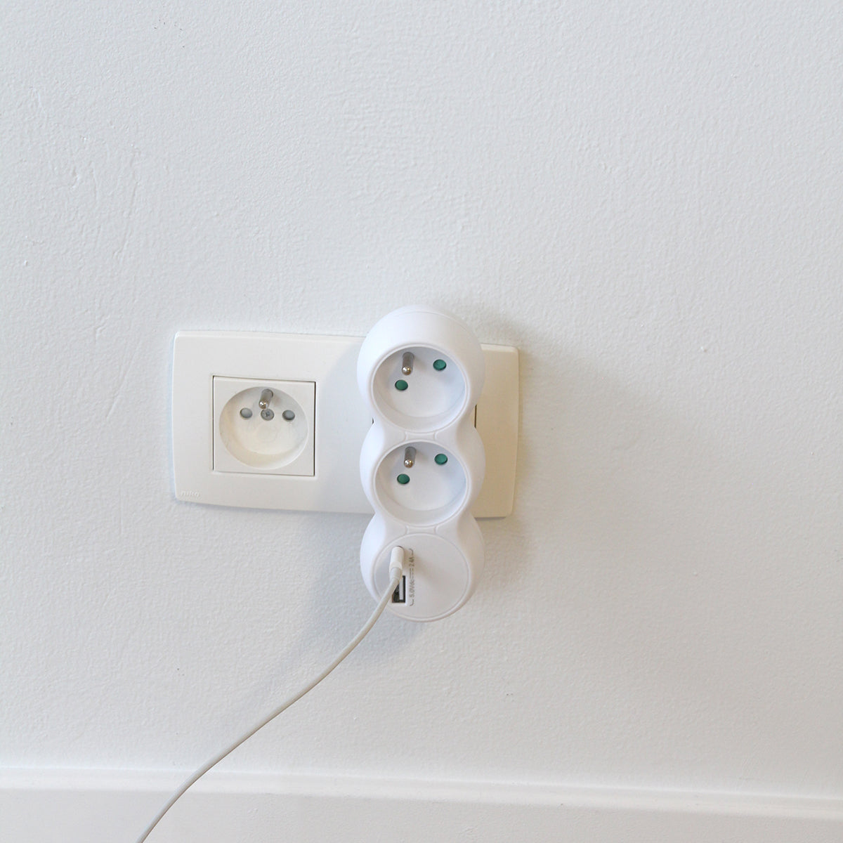 Domino 2x16A avec USB-A + USB-C - Blanc - Chacon