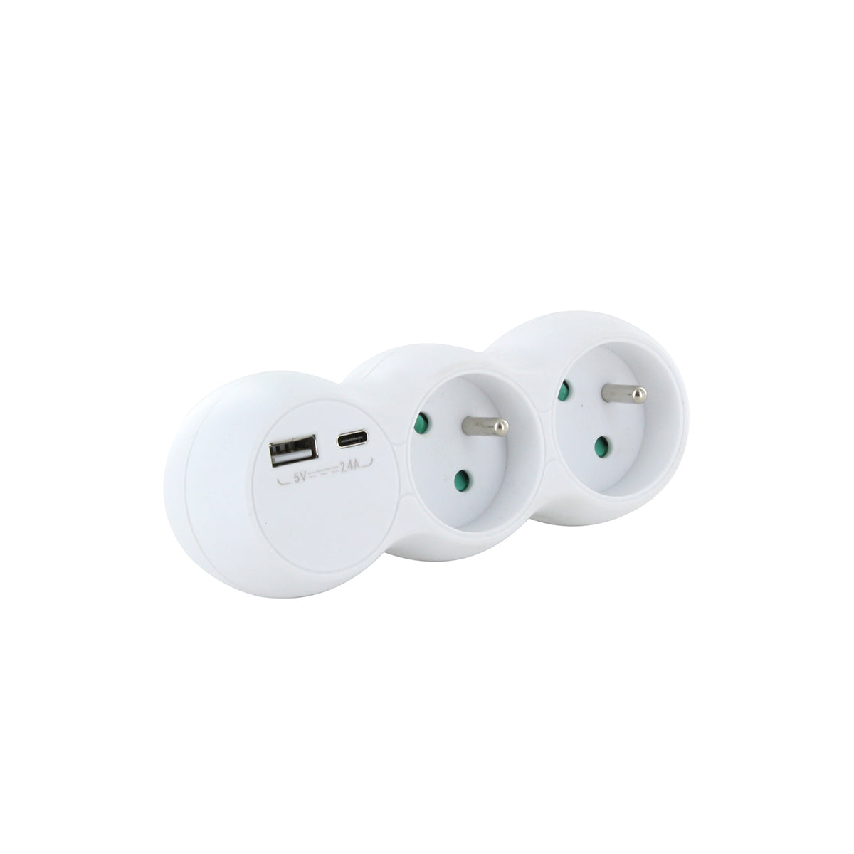 Domino 2x16A avec USB-A + USB-C - Blanc - Chacon