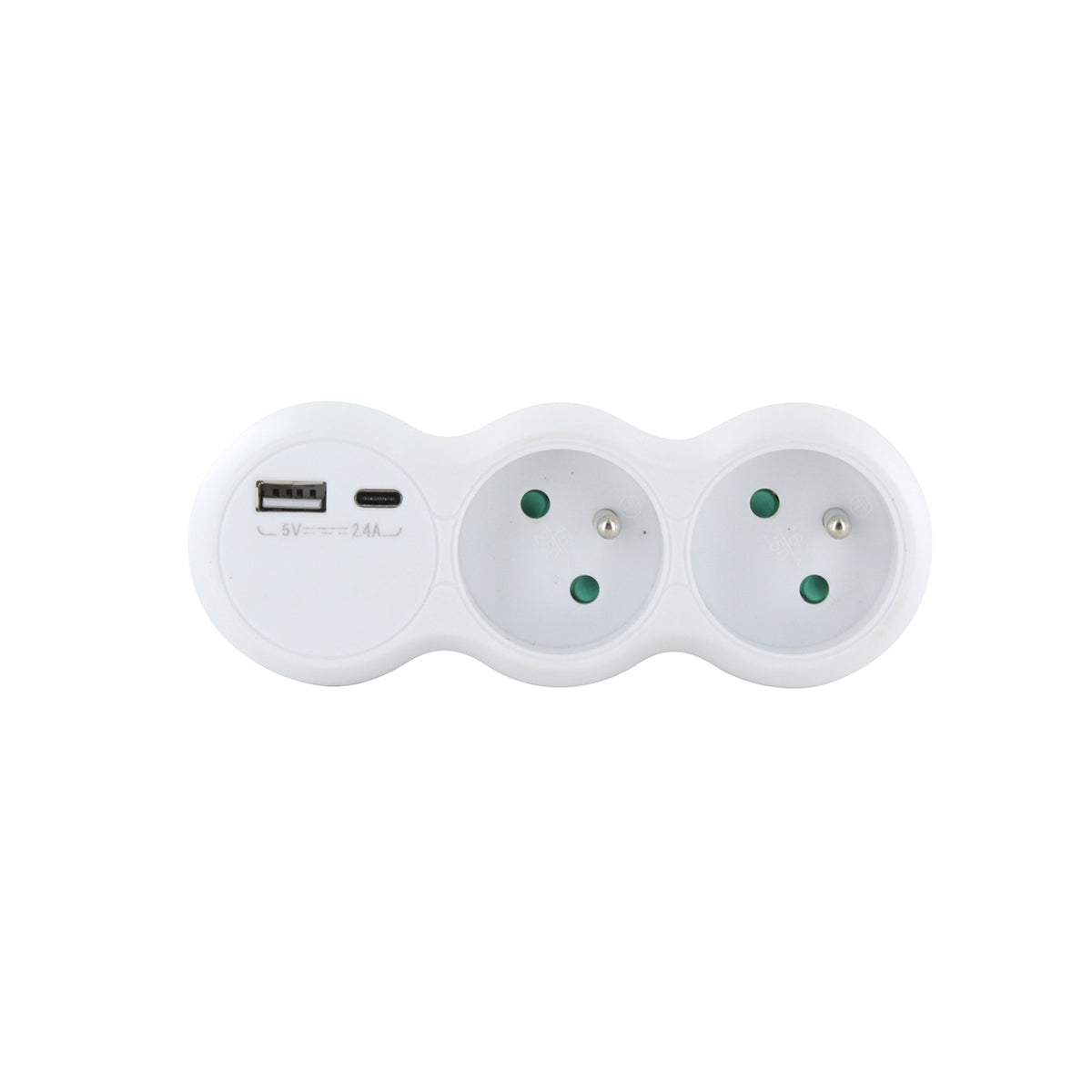 Domino 2x16A avec USB-A + USB-C - Blanc - Chacon