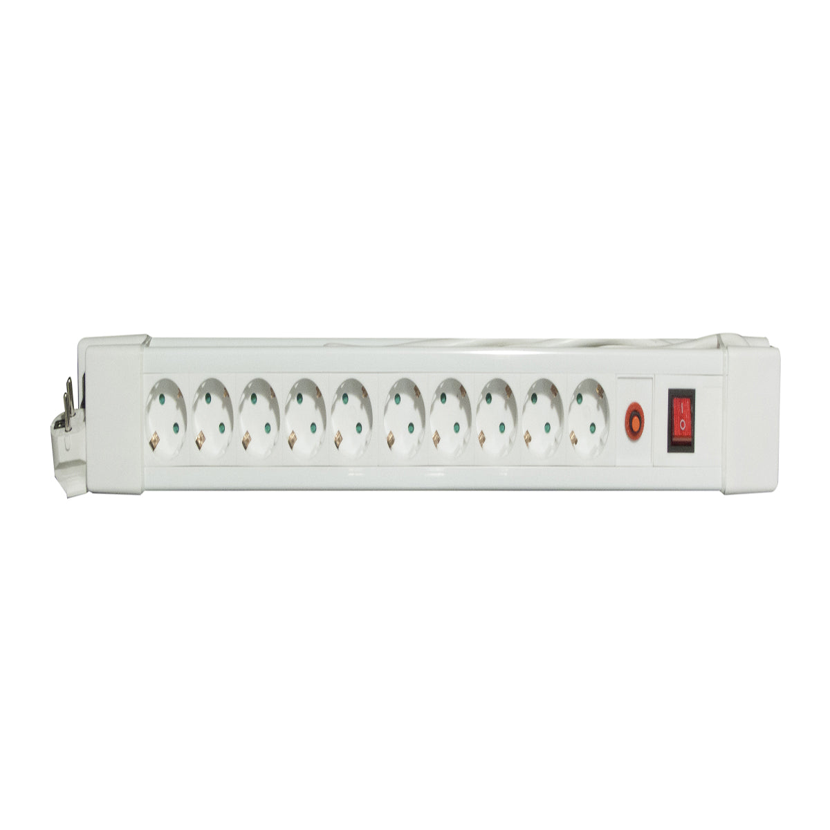 Bloc multiprise Schuko 10x16A + interrupteur - Noir - Chacon