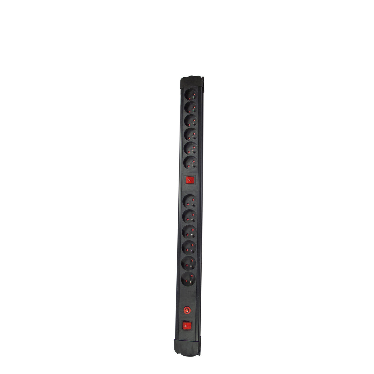 Bloc multiprise 12x16A - 2 interrupteurs - 3500W - 1,5m - Noir - Chacon