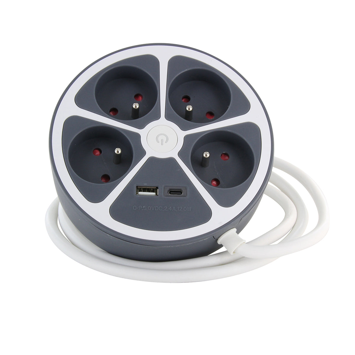 Bloc multiprise cercle 4x16A USB A+C - Chacon