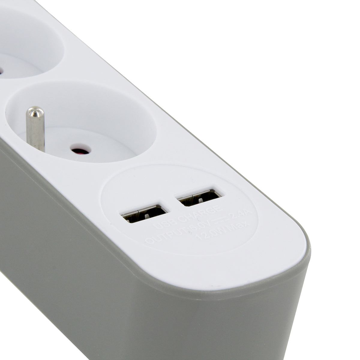 Multiprise bords ronds 5x16A USB A+C - Gris - Chacon