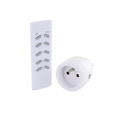 Kit télécommande sans fil 4 canaux + prise - portée 25m - Blanc - Chacon