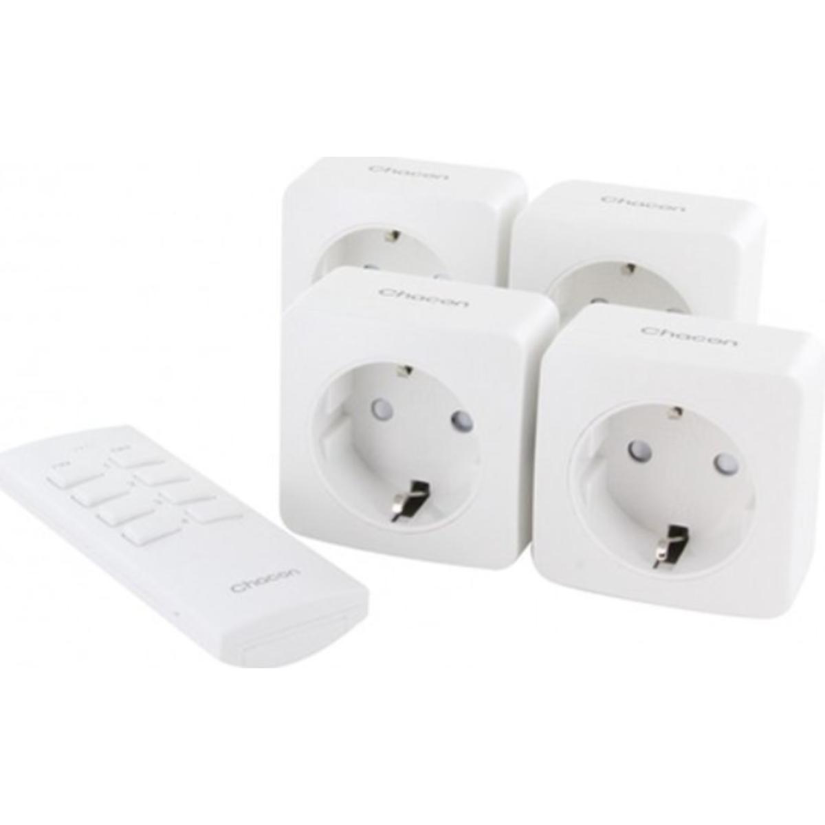Set de 4 mini-prises télécommandées Schuko 2300W - Chacon