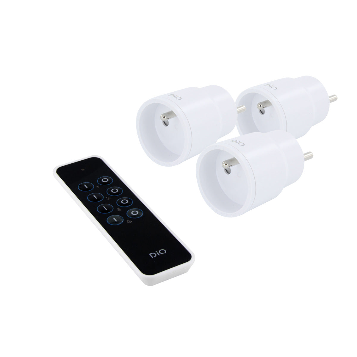 Set de 3 mini prises nano On/Off + télécommande - 2300W - Blanc et Noir - DiO