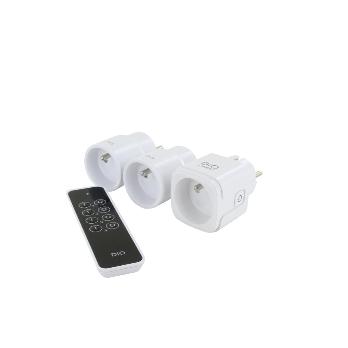 Kit domotique 2 prises nano 433 MHz + 1 prise WiFi + télécommande - DiO