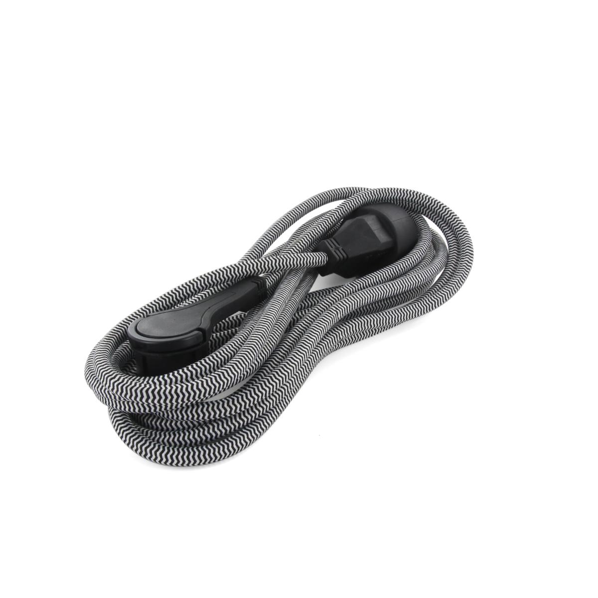 Prolongateur textile 5m 3x1,5m² - Noir et Blanc - Chacon