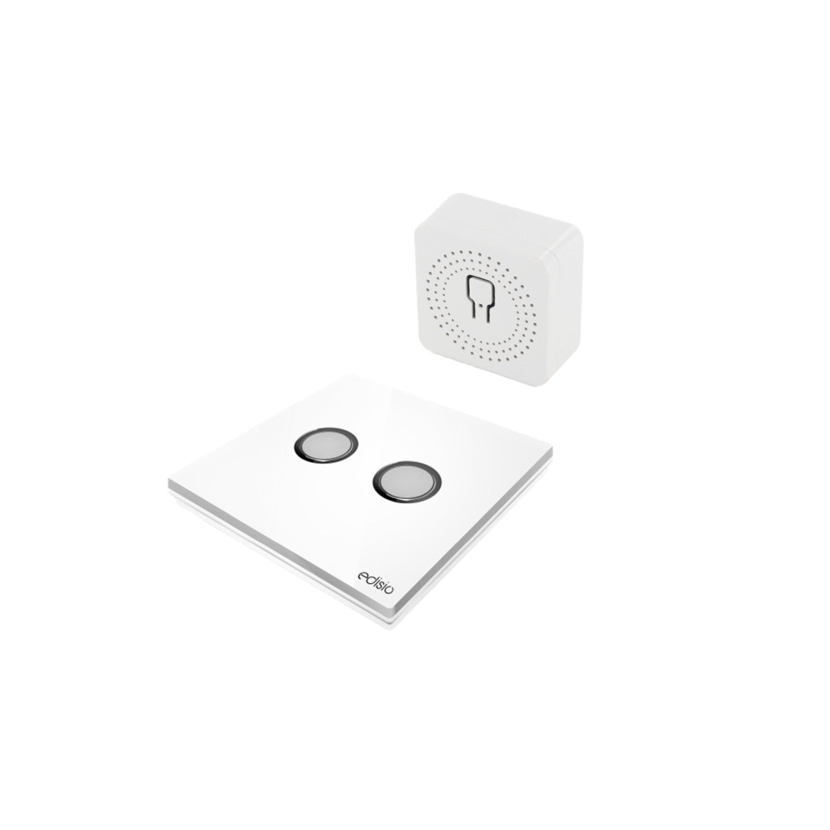 Kit éclairage Edisio récepteur + interrupteur 2 boutons - 150m - Blanc - Chacon