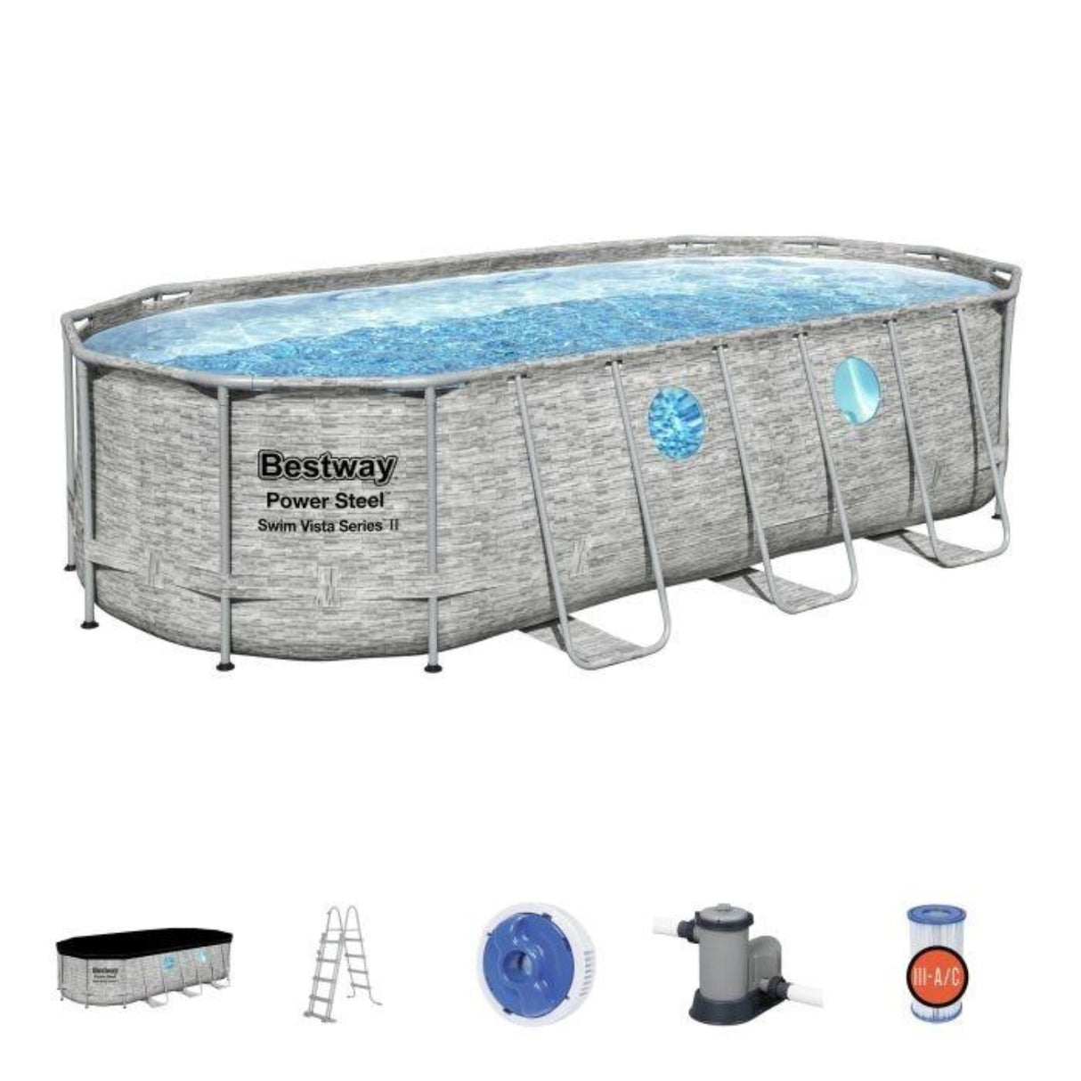[JAMAIS UTILISÉ] Piscine tubulaire Power Steel Swimvista - 5,49 x 2,74 x 1,22m - Bestway
