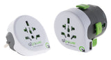 Adaptateur prise voyage universel avec port USB - compatible avec +195 pays USA/Asie/UK - Vert - Q2 Power