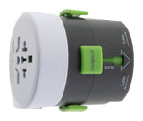 Adaptateur prise voyage universel avec port USB - compatible avec +195 pays USA/Asie/UK - Vert - Q2 Power