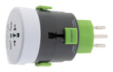 Adaptateur prise voyage universel avec port USB - compatible avec +195 pays USA/Asie/UK - Vert - Q2 Power