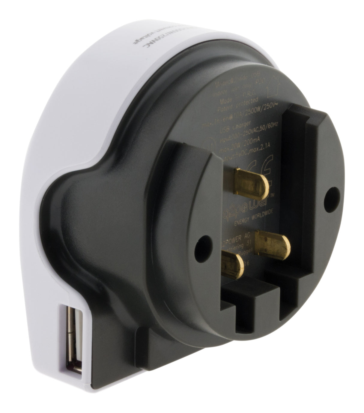 Adaptateur prise voyage universel 5en1 - 100 pays USA/Asie/UK - Blanc - Q2 Power