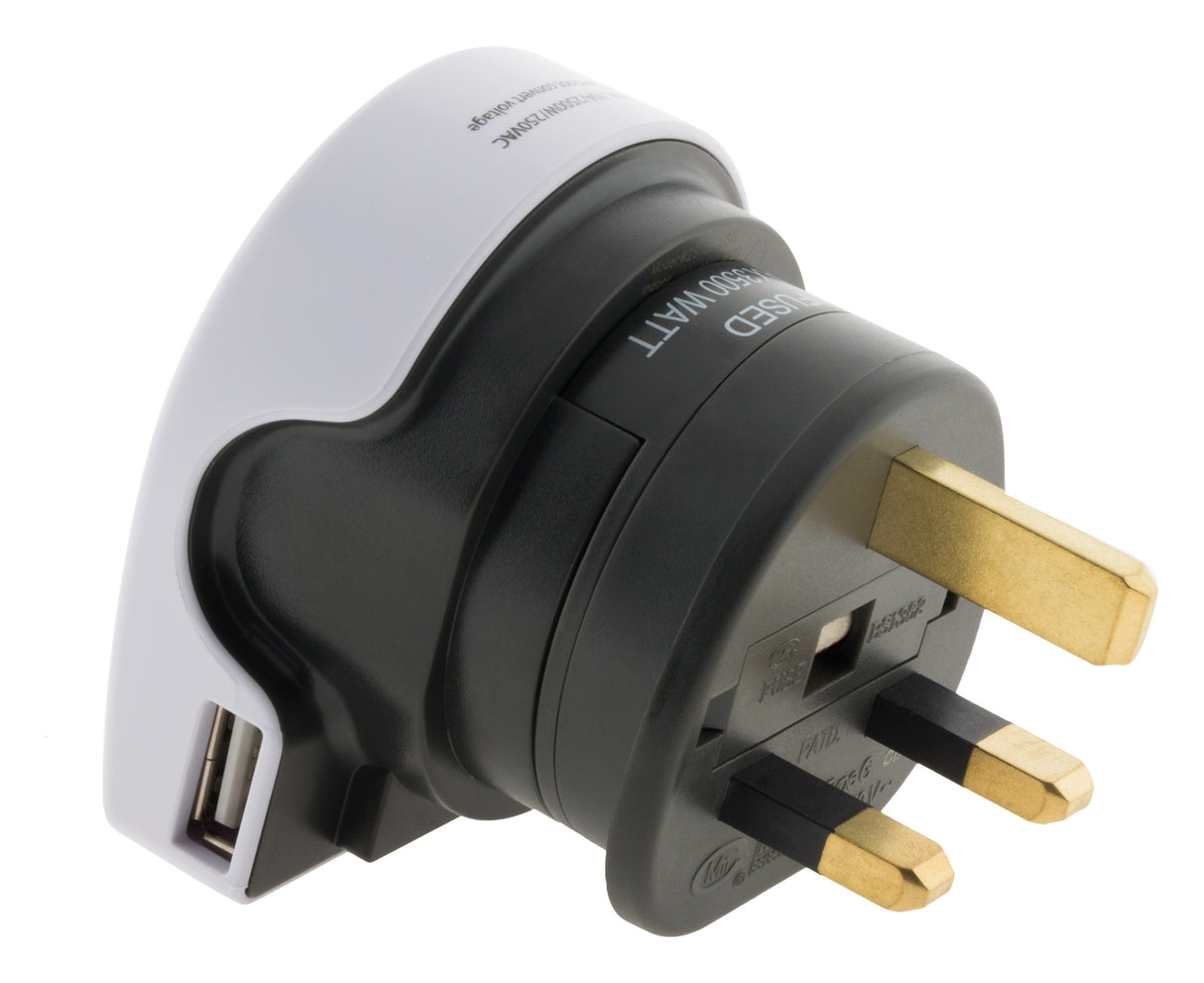 Adaptateur prise voyage universel 5en1 - 100 pays USA/Asie/UK - Blanc - Q2 Power