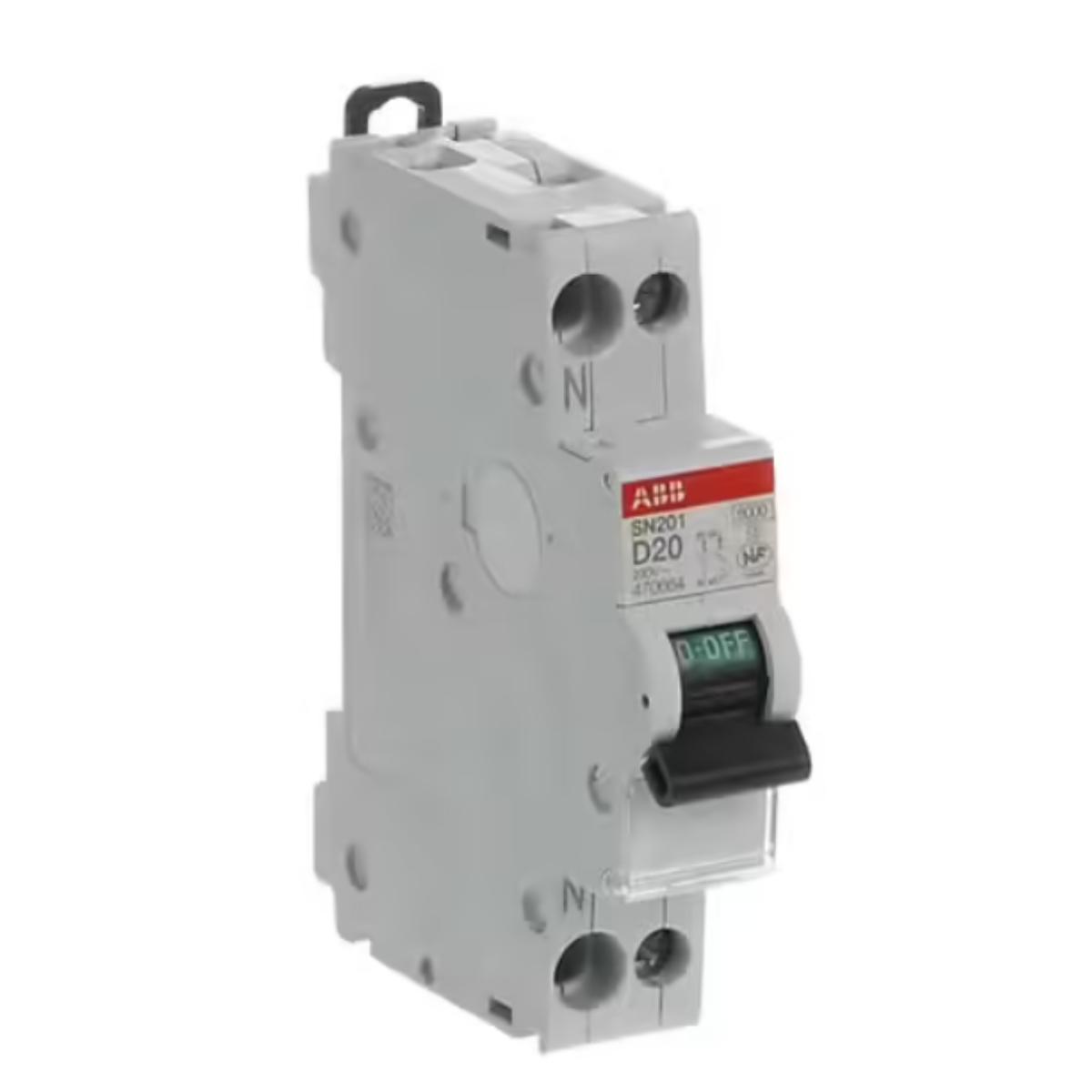 Disjoncteur modulaire SN201 1P+N - Courbe D 20 A/10 kA - ABB