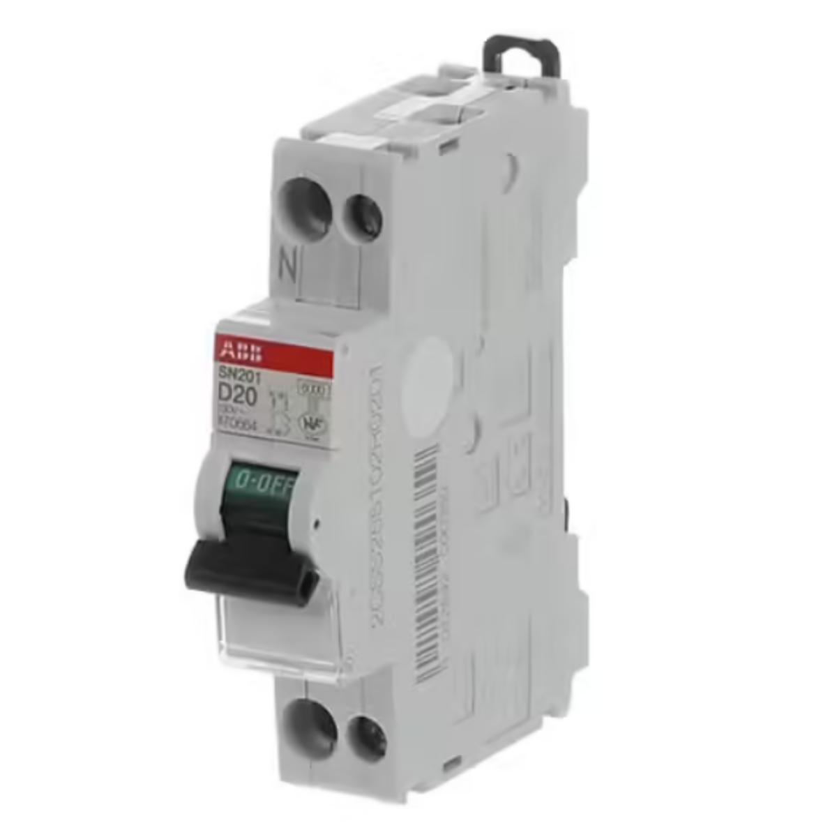 Disjoncteur modulaire SN201 1P+N - Courbe D 20 A/10 kA - ABB