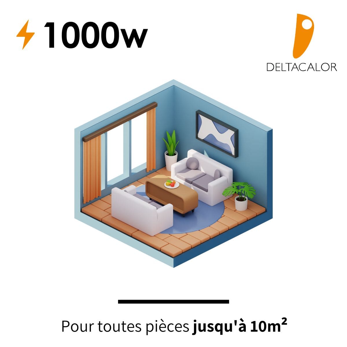 Chauffage pierre naturelle Kurtzy  1000/1500/2000W - blanc - Deltacalor