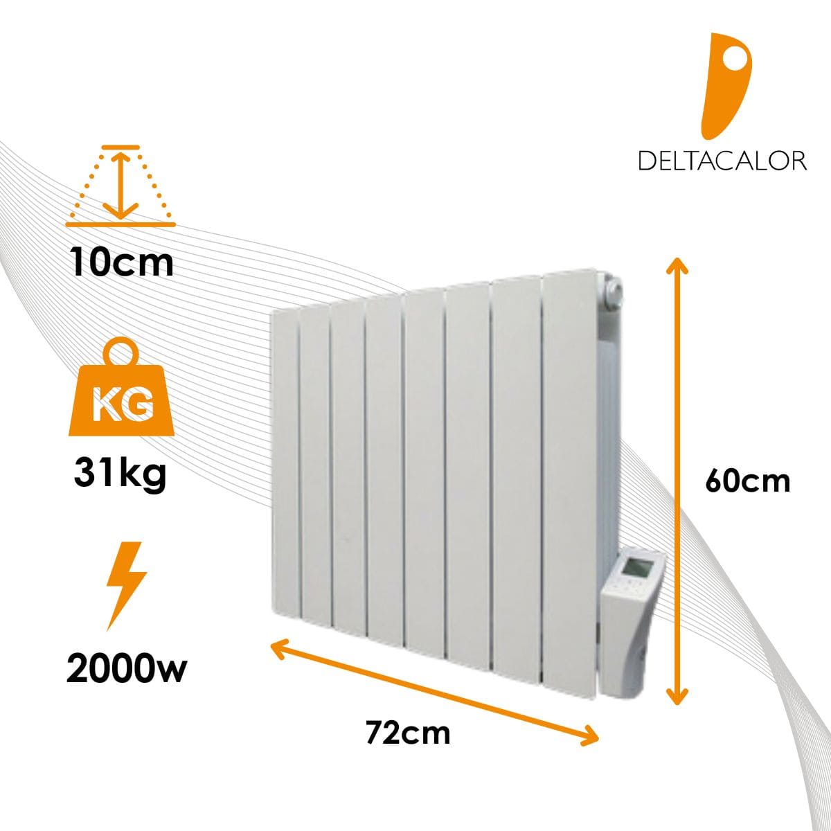 Chauffage pierre naturelle Kurtzy  1000/1500/2000W - blanc - Deltacalor