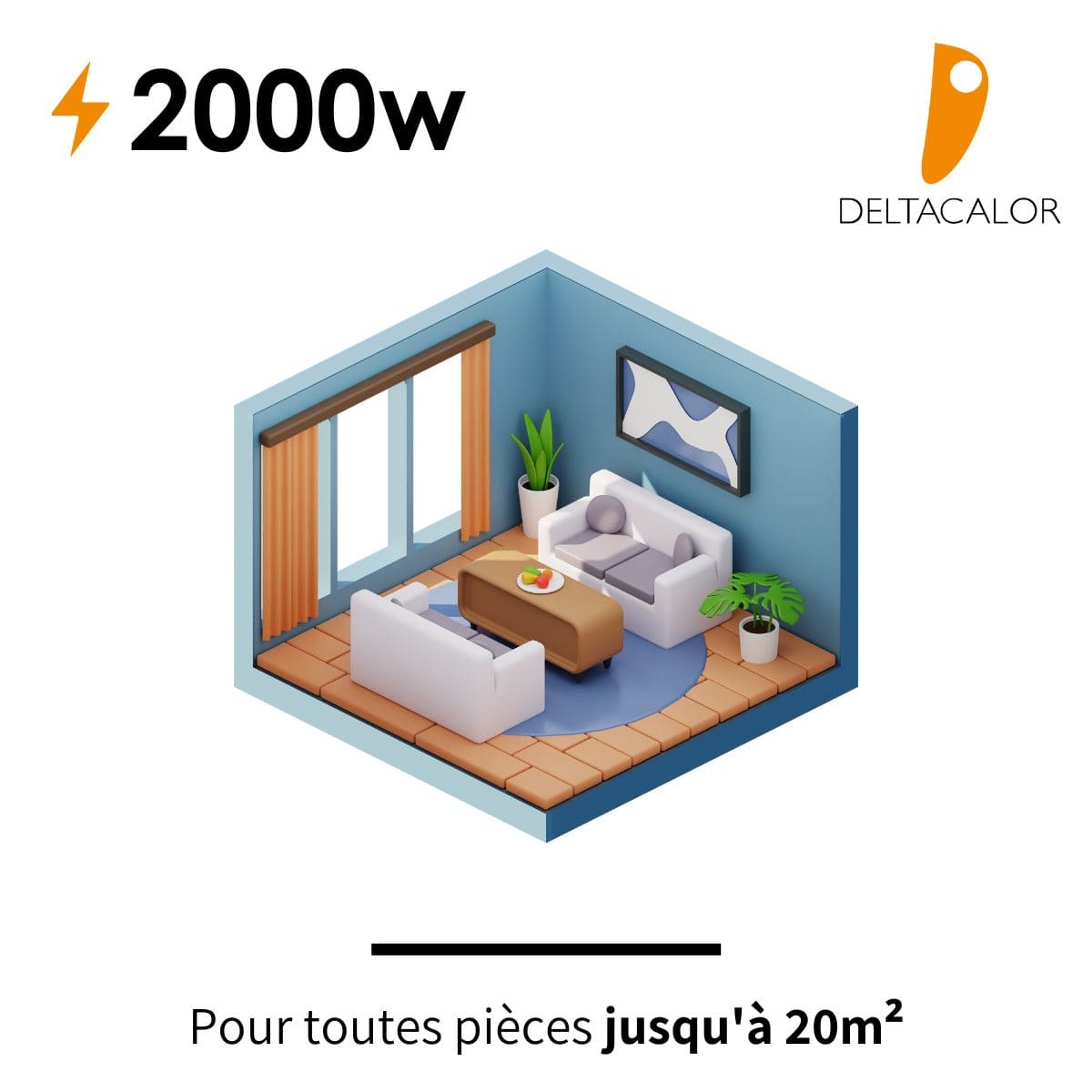 Chauffage pierre naturelle Kurtzy  1000/1500/2000W - blanc - Deltacalor