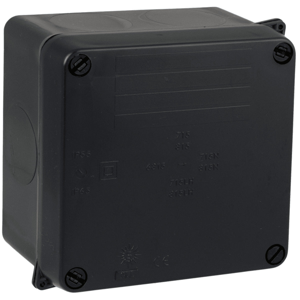 Boîte de dérivation carrée Noire IP65 - 110 x 100 x 60 mm - Solera